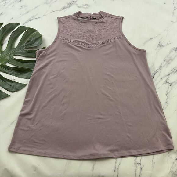 Torrid Embroidered High Neck Sleeveless Blouse Top Plus Size 2 Pastel Purple - Picture 1 of 10